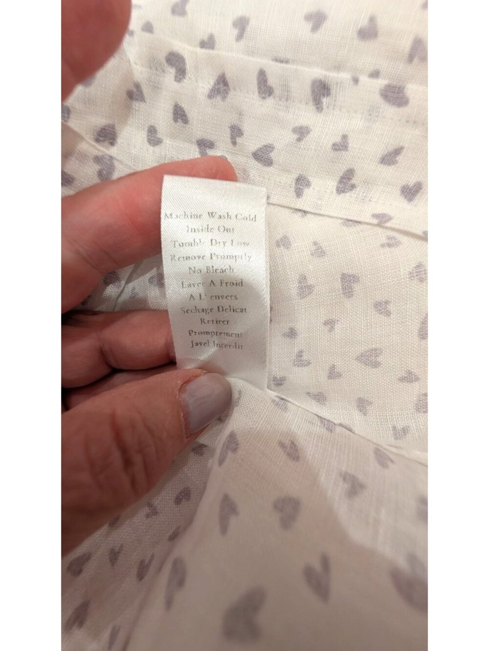 Frank & Eileen 100% Italian Linen Eileen Shirt, Gray Hearts, Women XL - Picture 11 of 14
